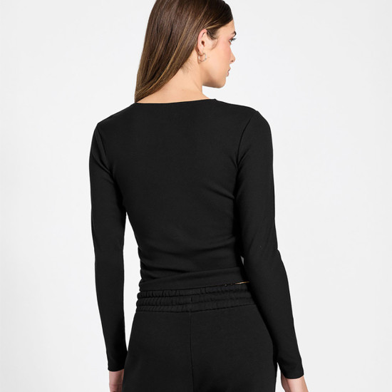 Guess Γυναικεία μακρυμάνικη μπλούζα Rib Long Sleeves Top